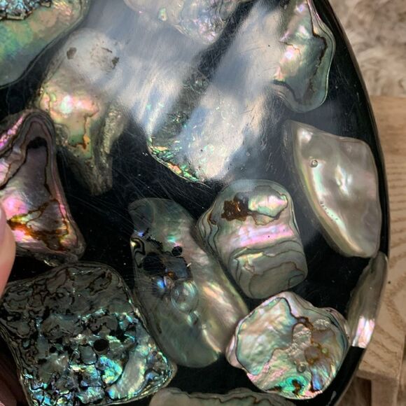 Vintage Abalone And Lucite Shell Trivet Hotplate Made By Wondermold Ind. - Picture 10 of 17